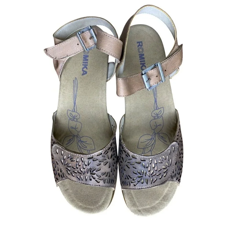 Romika Nevis 05 Womens Leather Wedge Sandals Size 42 / 11 comfort padded insole